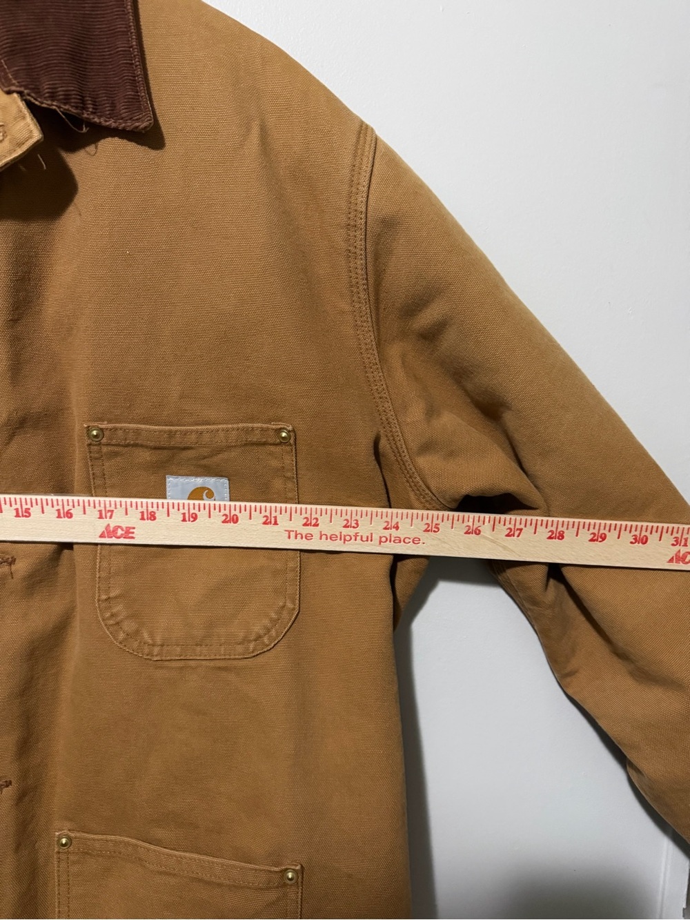 Vintage Carhartt Brown Duck Work Jacket with Dark Corduroy Collar - Picture 5 of 7